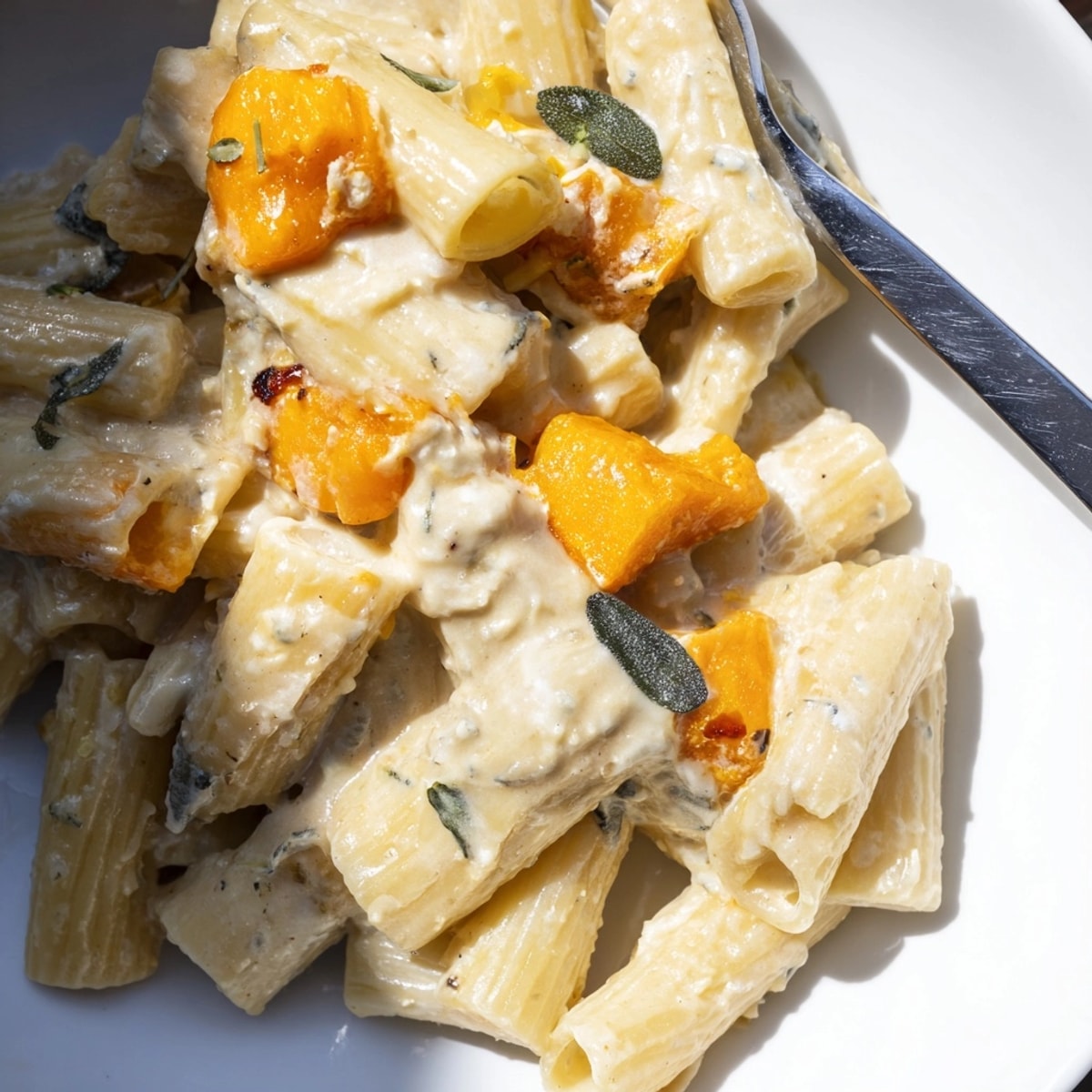 Creamy Butternut Squash & Sage Pasta, a comforting weeknight meal with earthy flavors.