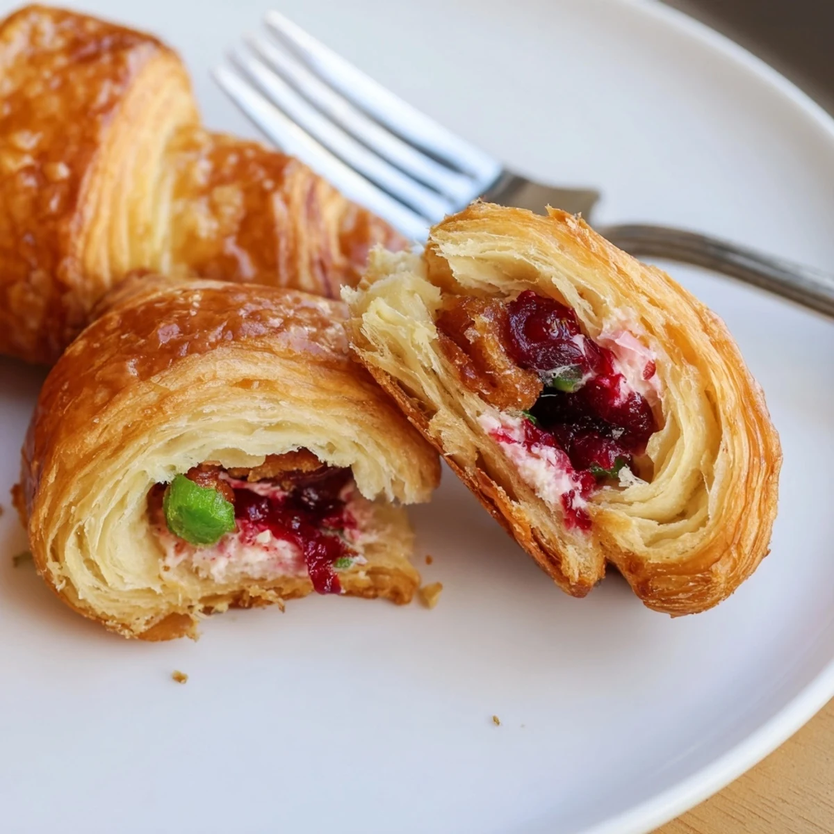 Flaky croissants filled with cranberry jalapeño dip, ideal for festive gatherings.  