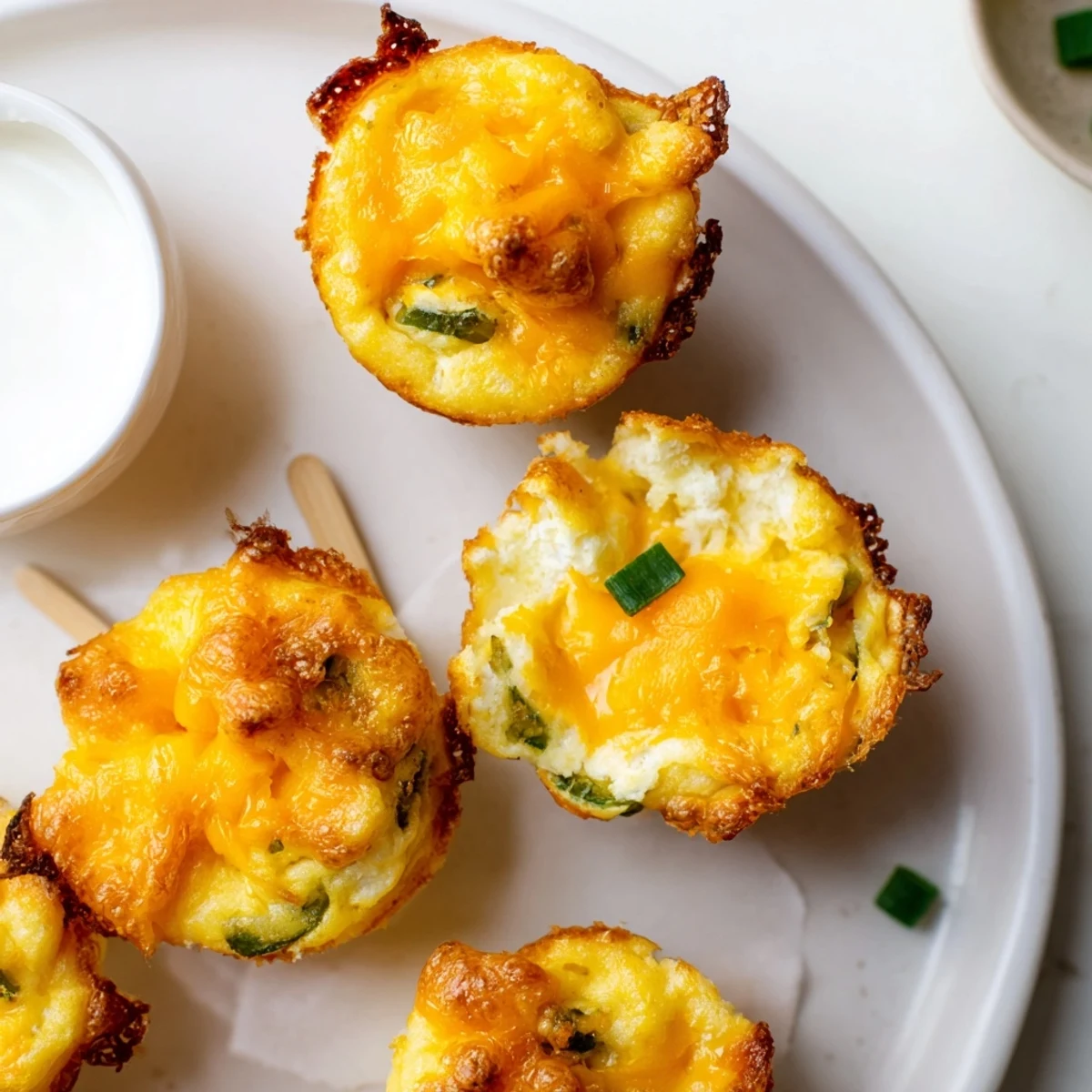 Cheddar Jalapeño pancake muffin pops served warm with zesty ranch dipping sauce.  