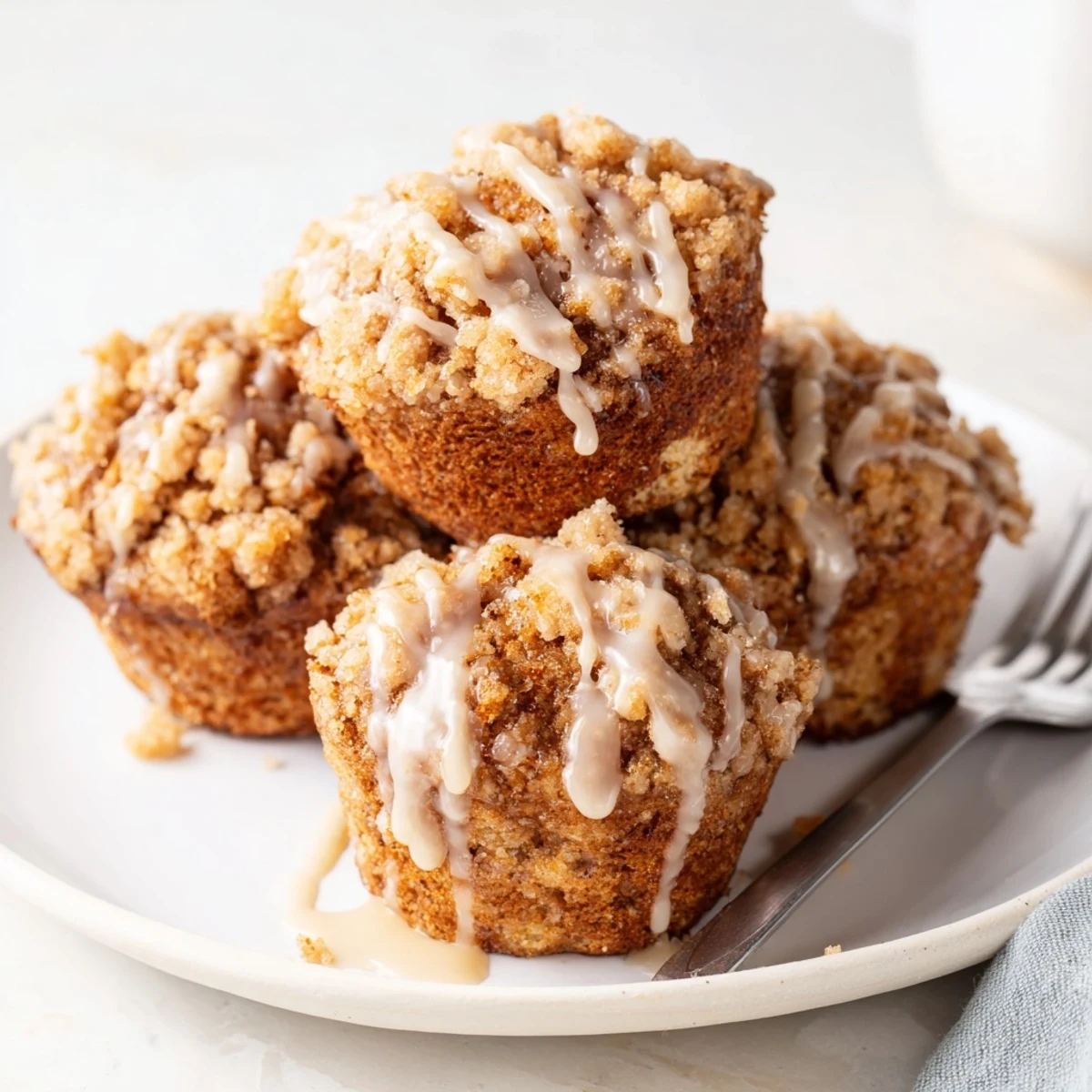 Delicious mini muffin bites with creamy coffee icing, perfect for breakfast treats.