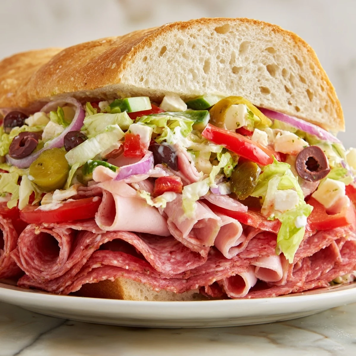 Colorful Flavor Mash-Up Sandwiches filled with diced cheeses and zesty peppers.