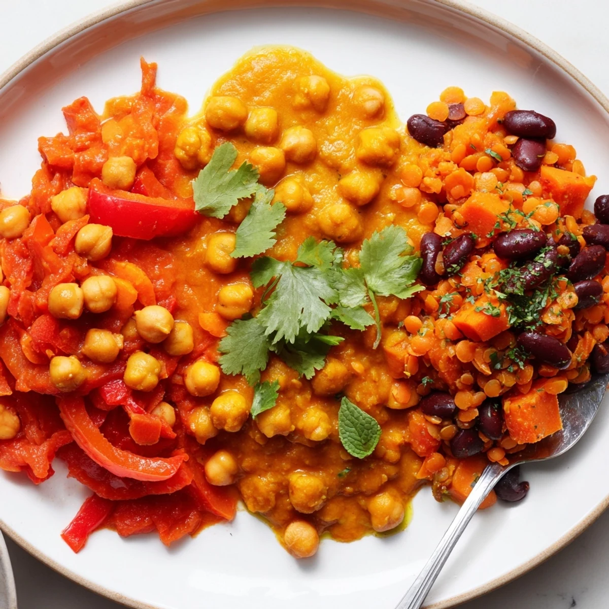 Vibrant Thai Red Lentil Curry overflowing with colorful veggies and coconut milk delight.  