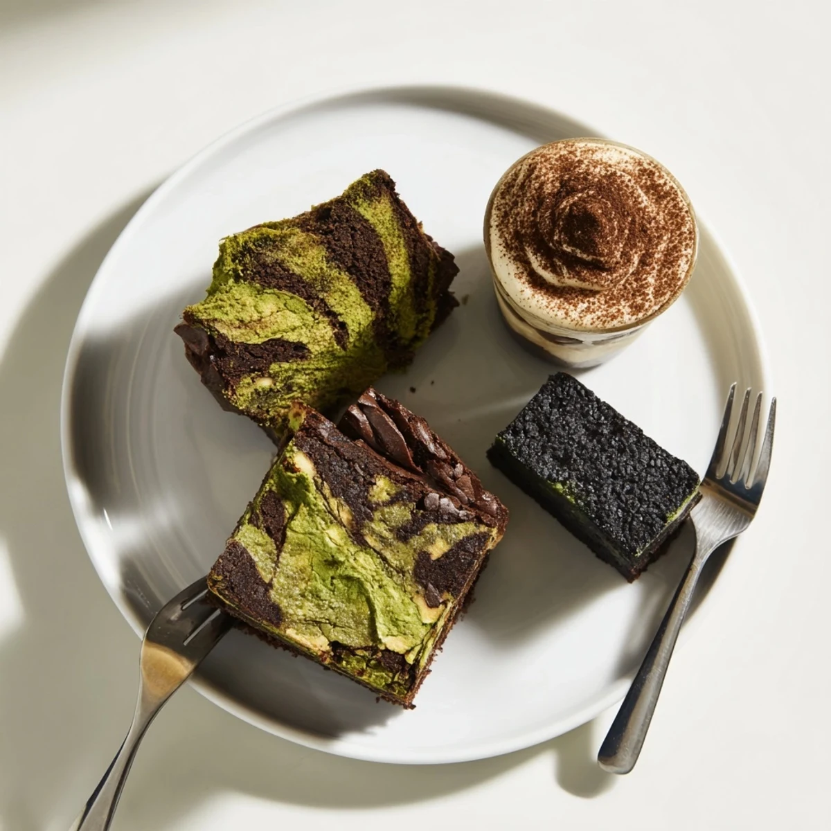 Indulge in Global Dessert Mash-Ups featuring matcha-miso brownies and creamy tiramisu.
