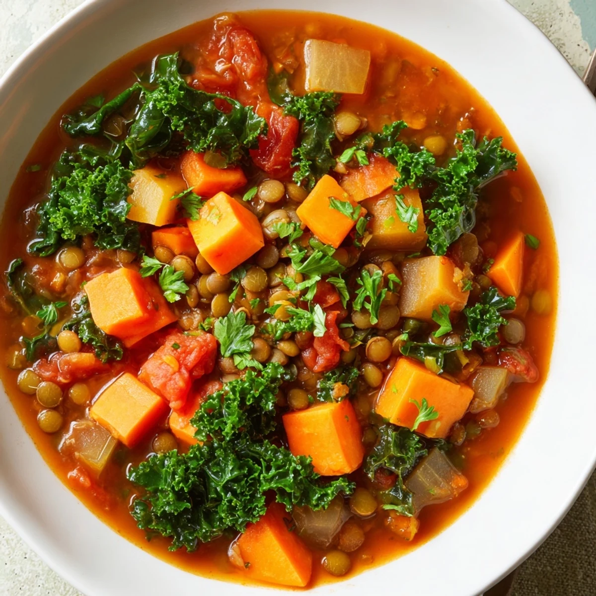 Hearty and flavorful Winter Vegetable & Lentil Soup, perfect for a cozy, nourishing weeknight meal.