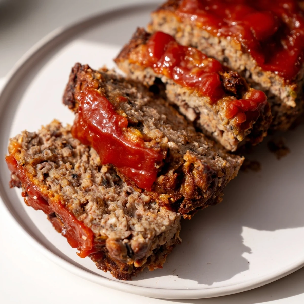 Sizzling Stove Top Stuffing Meatloaf, ready to eat with a tangy ketchup glaze and a delicious aroma.