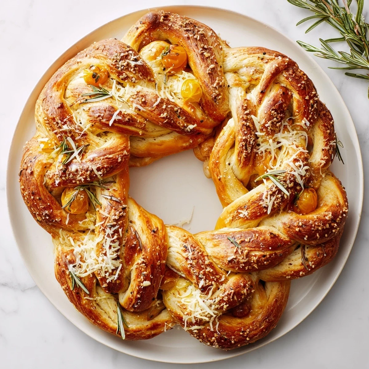 Golden-brown Budget Holiday Pretzel Wreath, beautifully decorated and ready to enjoy with a variety of dips.
