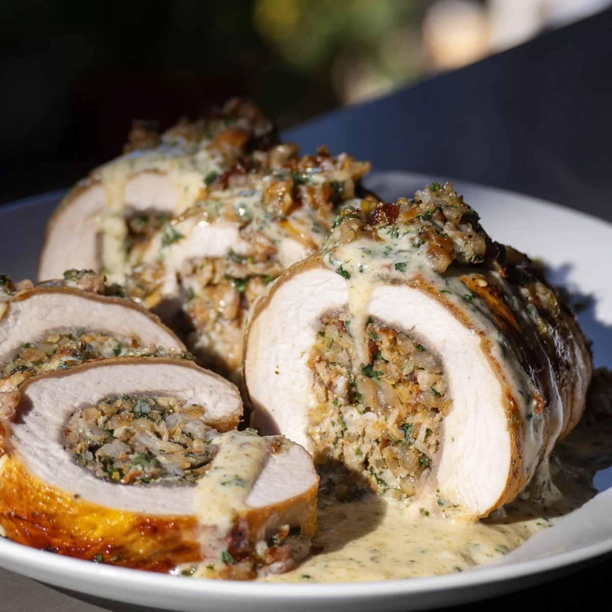 Tender, juicy baked Marry Me Chicken and Stuffing Roulades, filled with savory stuffing, a comforting meal.