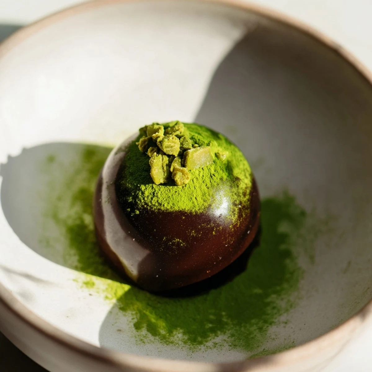 These luscious Matcha Dark Chocolate Peppermint Truffles present a rich dark chocolate ganache center.