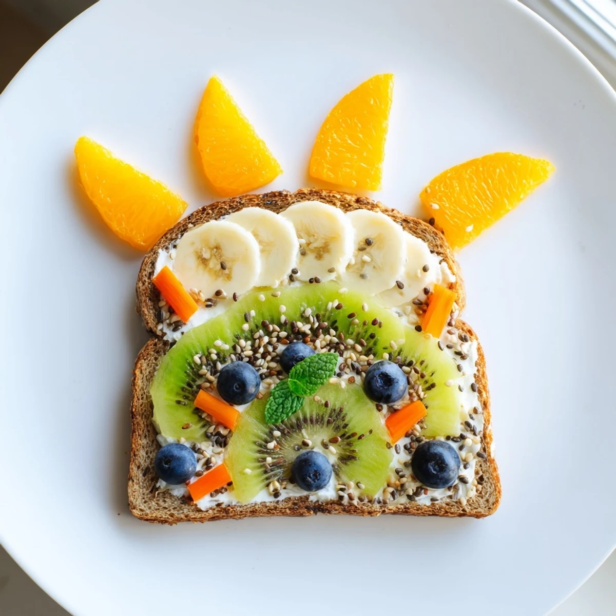Morning Sun Breakfast Toast Designs with vibrant fruit arrangements, ready to brighten breakfast.