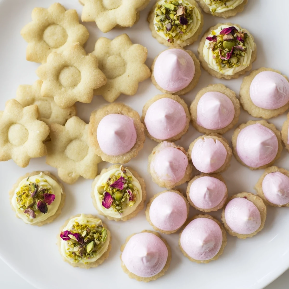 A beautifully arranged Daisy Chain Dessert Tray filled with a colorful array of elegant, sweet treats.