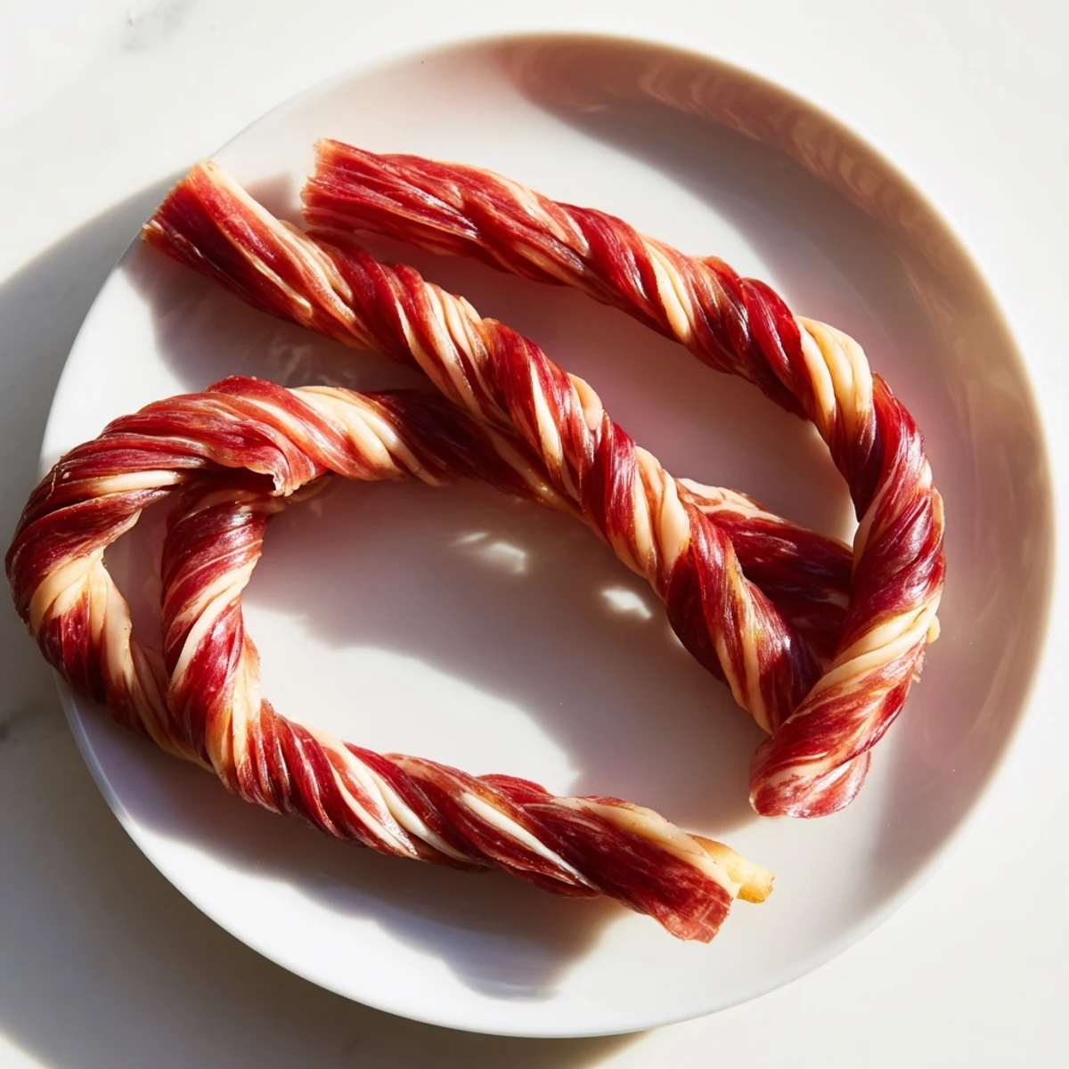 Braided Nautical Knot appetizer with salty prosciutto and melty string cheese, ready to eat!