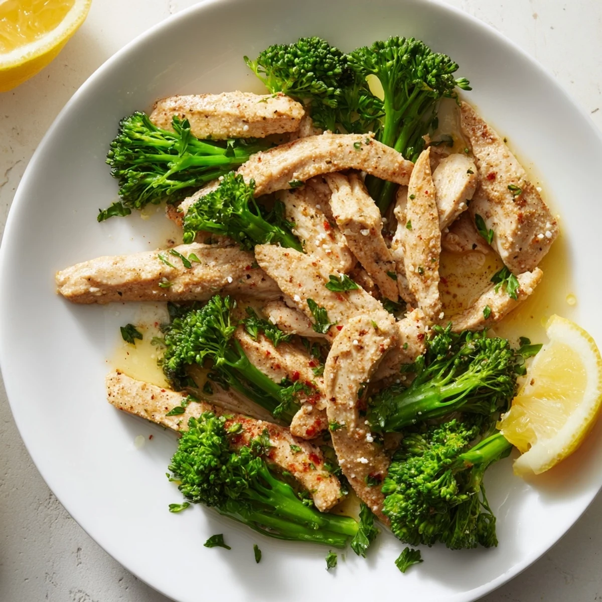 A healthy serving of Microwave-Steamed Chicken and Broccoli, ready in minutes for a flavorful lunch.