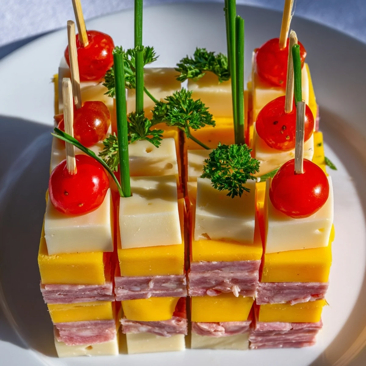 Vibrant The Checkerboard Chalet appetizer: a visually stunning arrangement of cheese and meats.