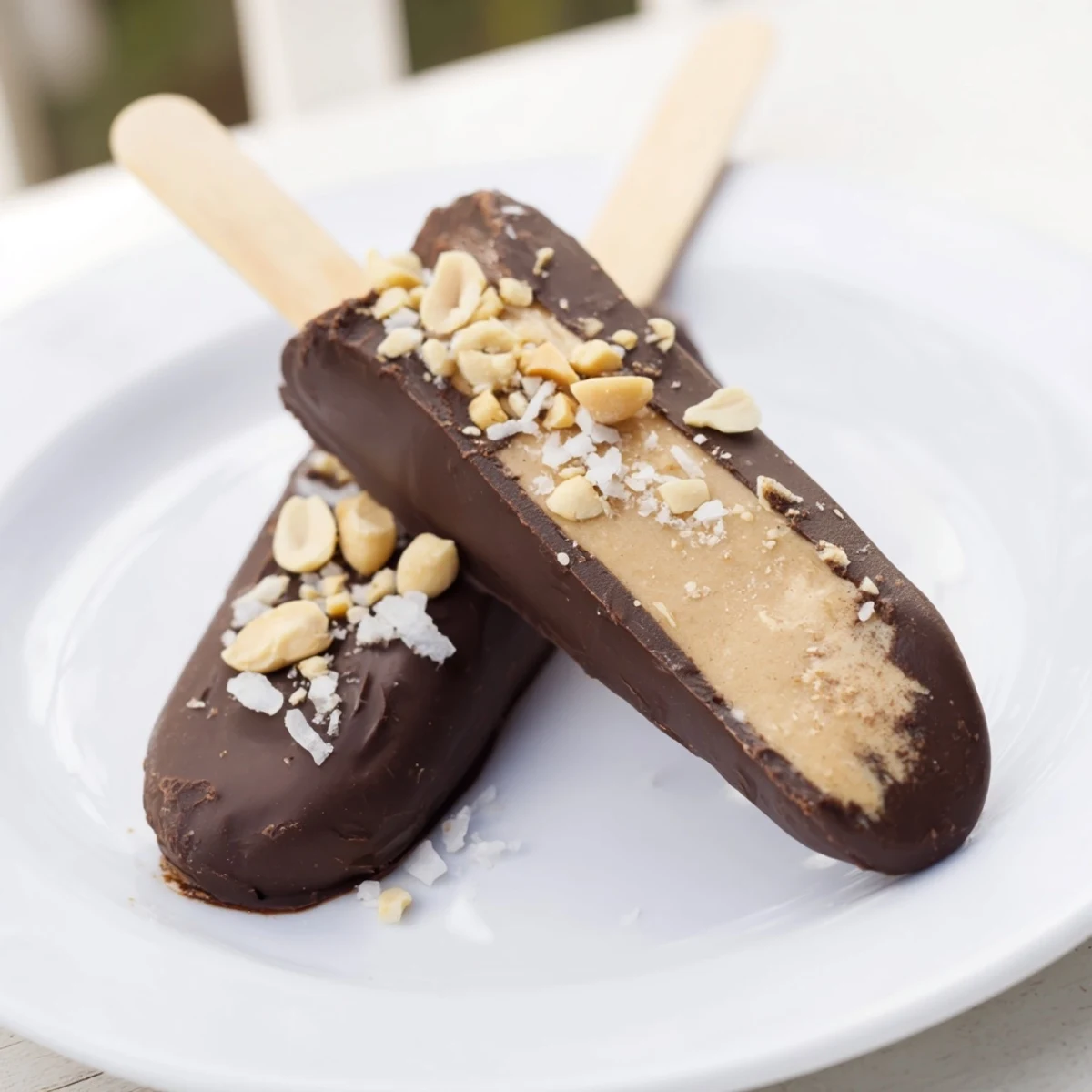 Frozen Banana Chocolate Pops: Peanut butter-covered frozen bananas dipped in decadent chocolate sprinkled with toppings.
