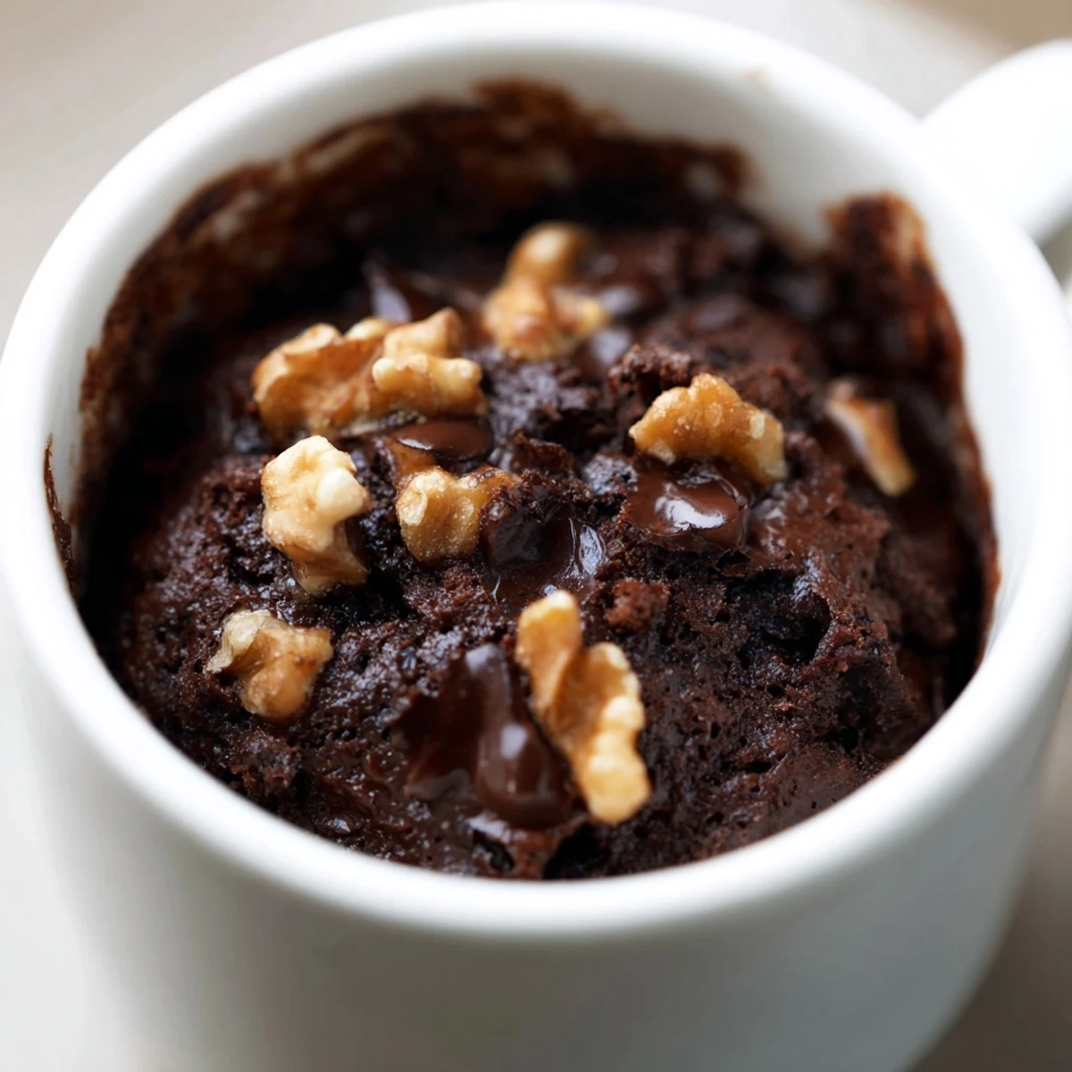 Homemade Mug Brownie with a gooey chocolate center, perfect for a quick individual treat.