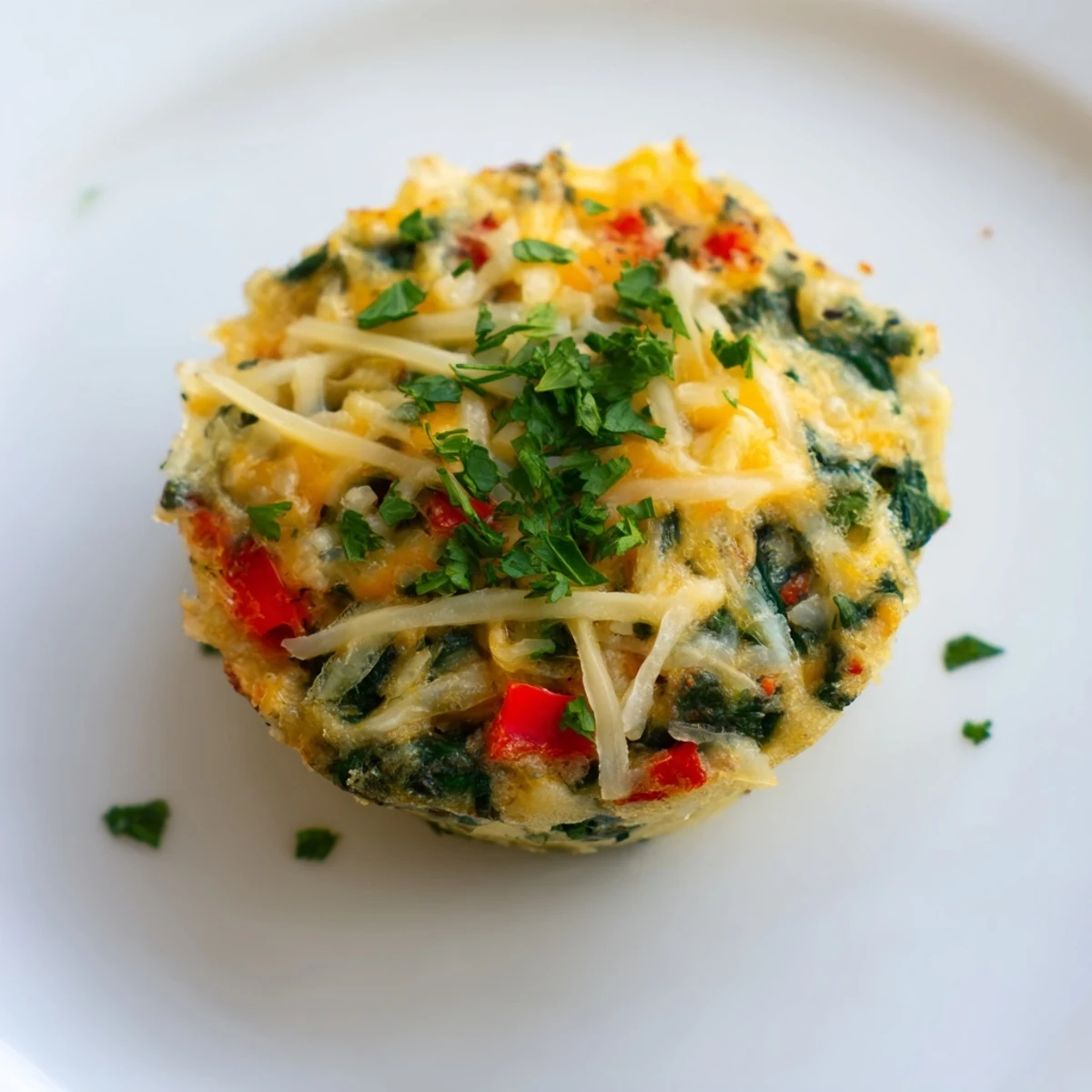 Golden-brown mini crustless quiches, perfect for breakfast, showcasing the savory spinach filling.