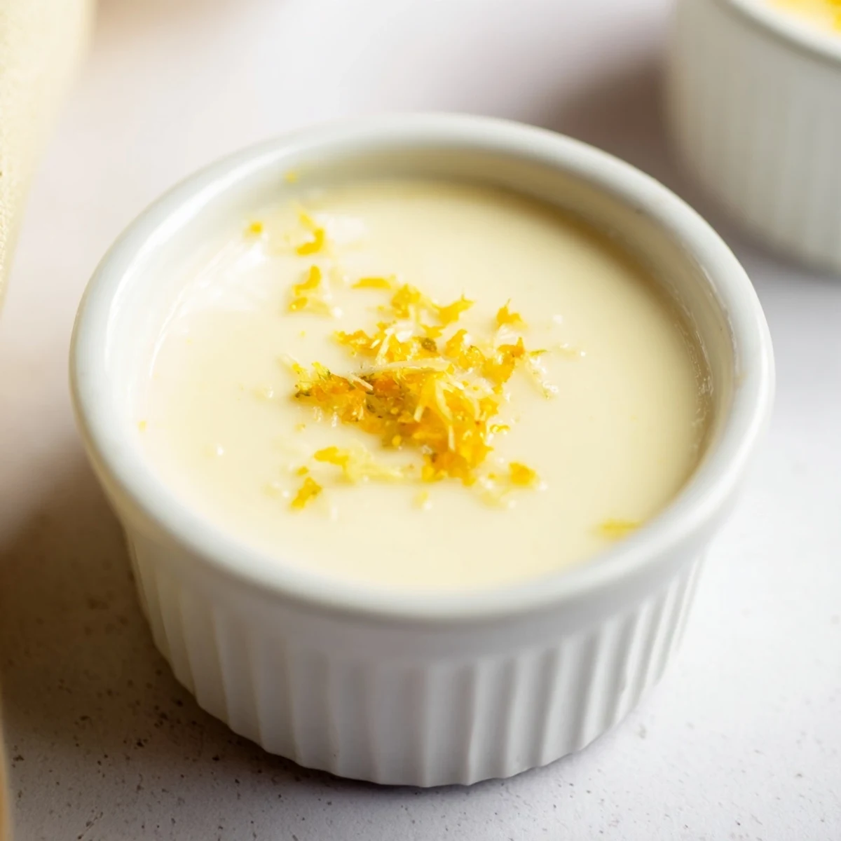 Golden, creamy 3-ingredient Lemon Posset, a simple dessert, ready to chill in elegant glass dishes.