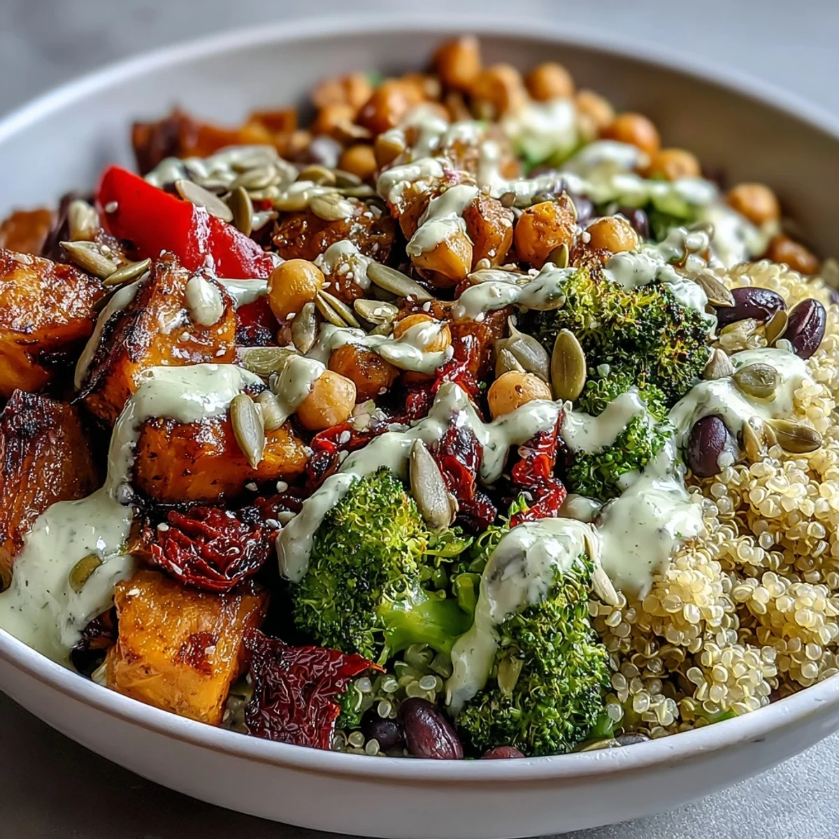 Colorful containers of the Meal Prep Week-Long Power Bowl featuring chickpeas, black beans, and diced cucumbers for easy lunches.