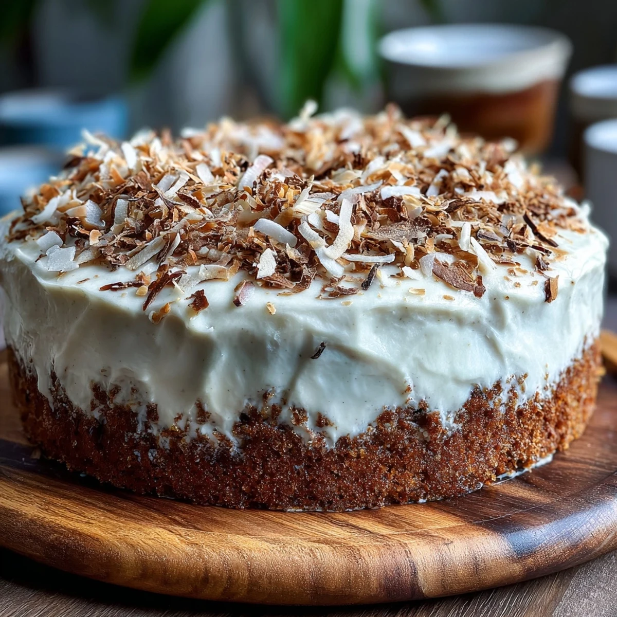 A freshly sliced piece of Vegan Hojicha Latte Cake reveals a tender, roasted tea crumb paired with fluffy dairy-free coconut frosting.