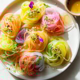 Chilled Neon Noodle Clouds, bursting with color, offering an exciting, refreshing eating experience.