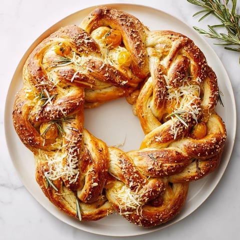 Golden-brown Budget Holiday Pretzel Wreath, beautifully decorated and ready to enjoy with a variety of dips.