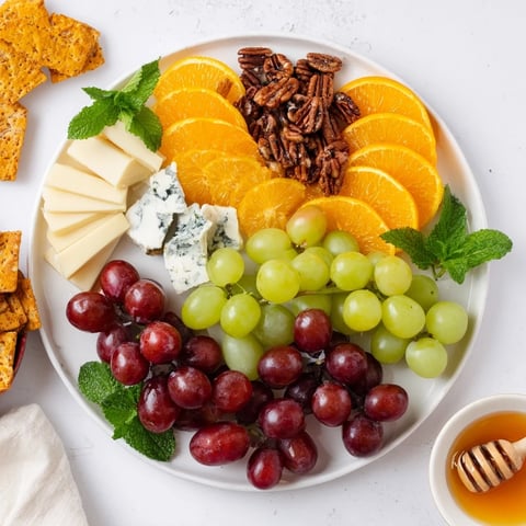 A beautiful Grapes of Fortune Dessert Board, showcasing vibrant red and green grapes, ready to be enjoyed.