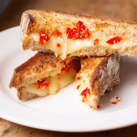 Melting brie and spicy chili crisp star in this visually appealing Brie and Chili Crisp Grilled Cheese.