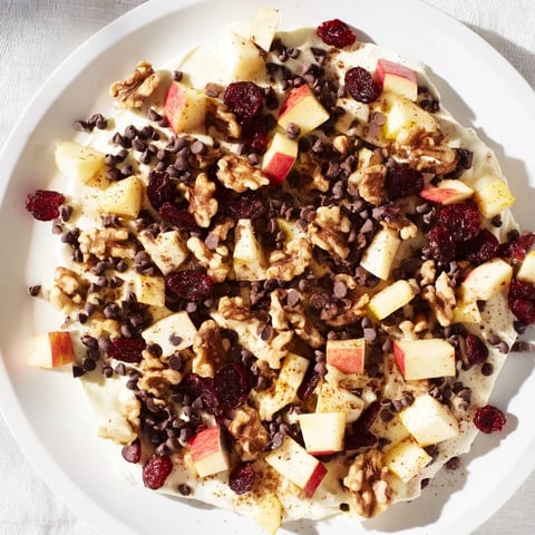 Creamy Apple Cinnamon Yogurt Bark topped with crisp apples, ready for a refreshing treat.