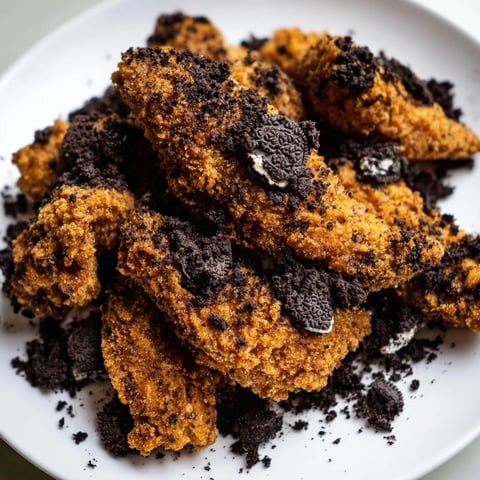 Golden-brown DIY KFC Oreo Krusher-inspired fried chicken tenders, perfectly crusted and ready to serve.