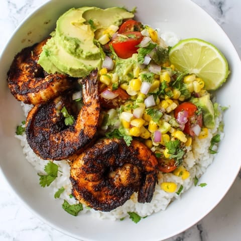 Blackened Shrimp Avocado Bowl