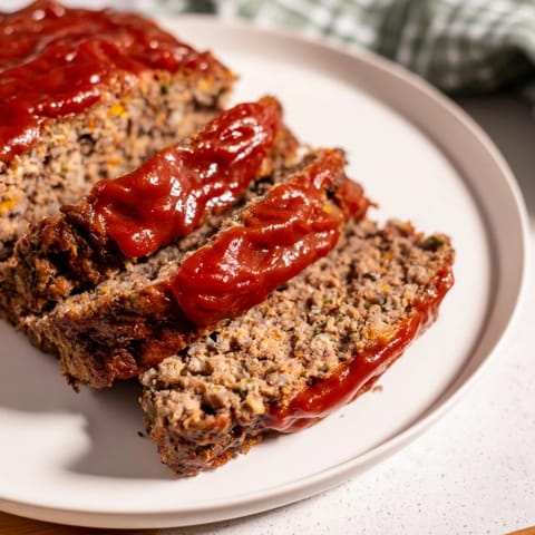 A tender, juicy slice of Stove Top Stuffing Meatloaf, served alongside fluffy mashed potatoes and gravy.