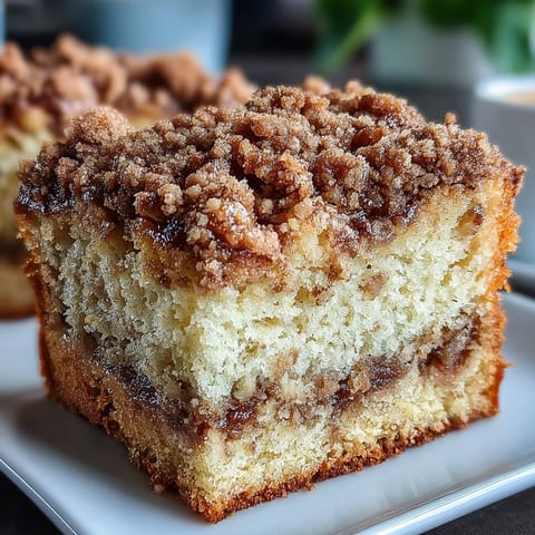 Warm cardamom coffee cake with a crunchy brown sugar streusel, perfect for breakfast or dessert.  