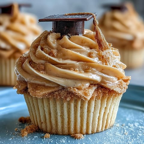 Dazzling Graduation Cupcakes topped with sweet buttercream and festive fondant caps.