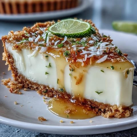 Vibrant coconut lime tart recipe, bright green filling, and a golden, crumbly crust.