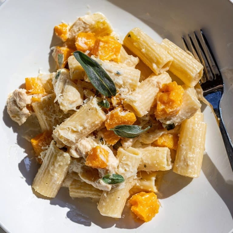 Golden Butternut Squash &amp; Sage Pasta recipe; a swirl of autumn on your plate.