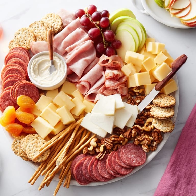 Delicious charcuterie board with gingerbread dip, perfect for holiday gatherings and celebrations.  