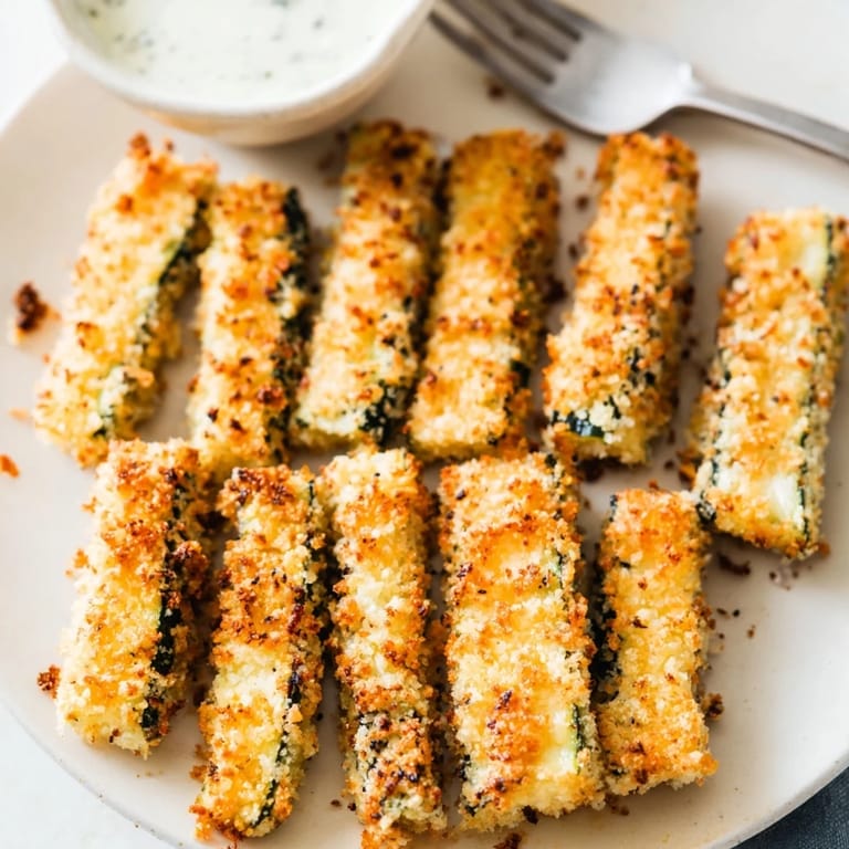 Crispy air fryer zucchini fries, golden brown, perfect for snacking or appetizers.  
