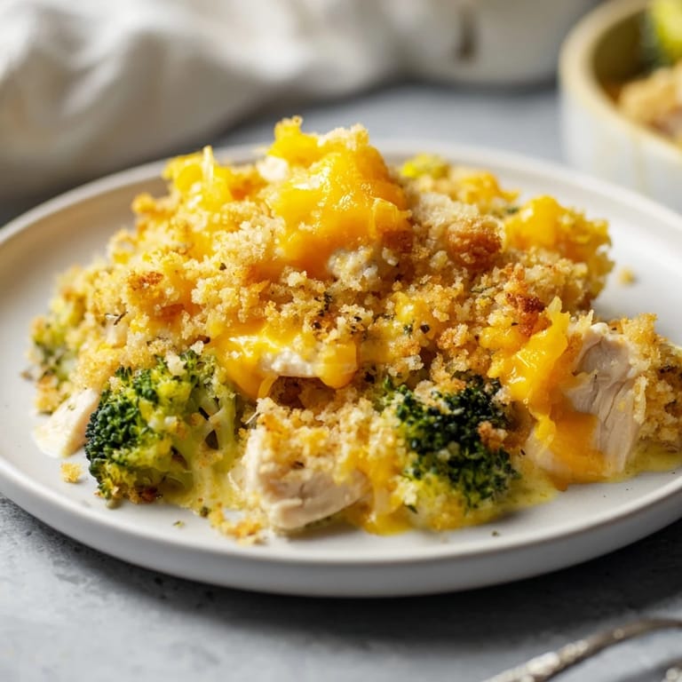 Melting cheddar and tender chicken layered in this creamy Chicken & Broccoli Cheddar Bake.
