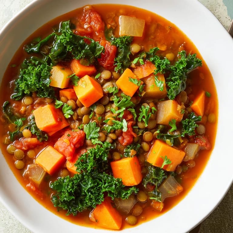Hearty and flavorful Winter Vegetable & Lentil Soup, perfect for a cozy, nourishing weeknight meal.