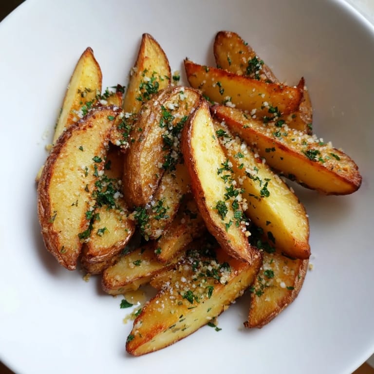 Close-up of freshly roasted Quick Rosemary Roast Potato Wedges, seasoned and cooked to perfection, a perfect side.