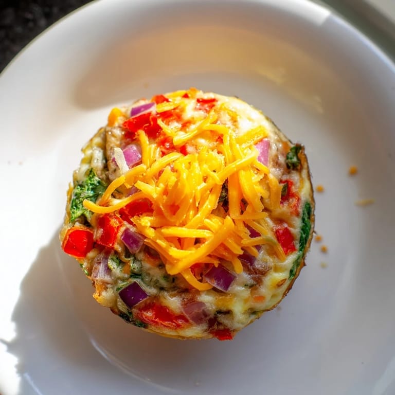 Fluffy Easy Christmas Morning Egg Muffins with melted cheese and fresh spinach, ideal for a festive breakfast.