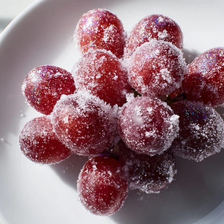 Sweet, frozen grape treats, coated in a delightful sugar glaze, ideal for hot summer days.