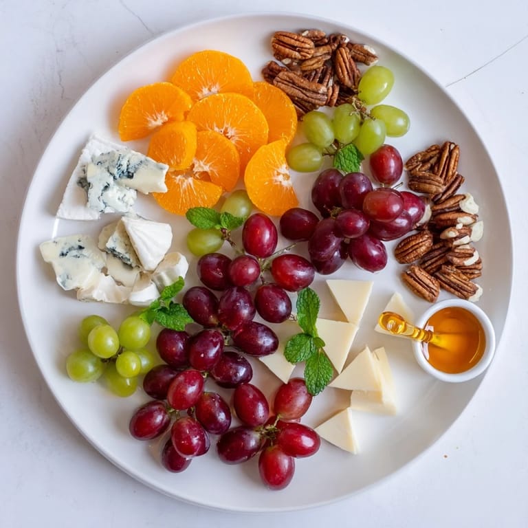 Arranging a Grapes of Fortune Dessert Board with luscious brie and manchego, perfect for New Year's Eve.