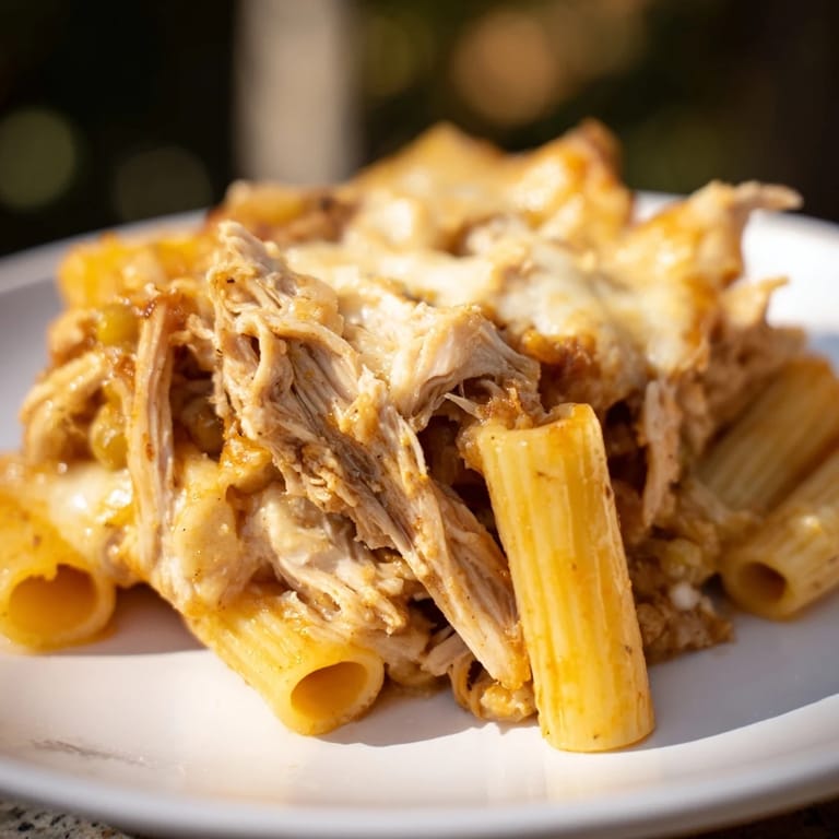 This delicious Moist Maker Pasta Casserole features a creamy, gravy-soaked middle layer and melted cheese topping.