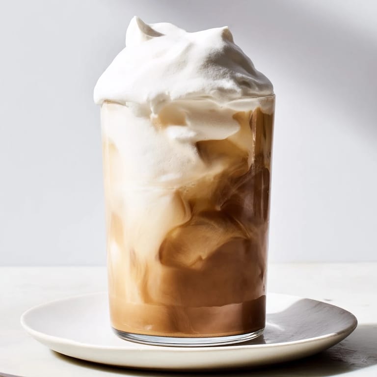 Swirly, creamy Starbucks Cold Foam, ready to be spooned over cold brew for a delightful treat, easily made.