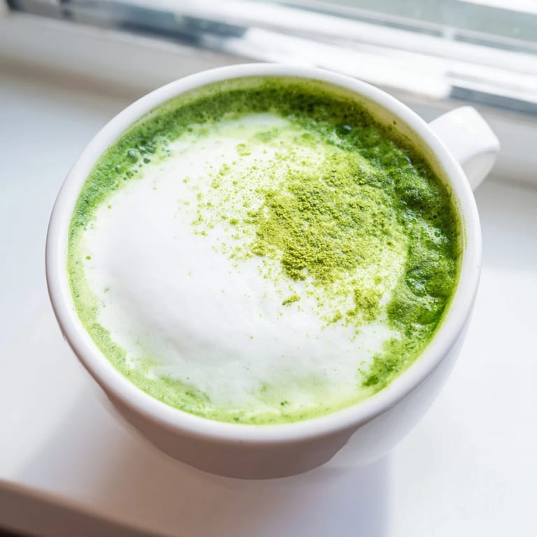 Smooth, sweetened matcha green tea latte blended with steamed oat milk, creating a rich, velvety texture ideal for a cozy afternoon pick-me-up.