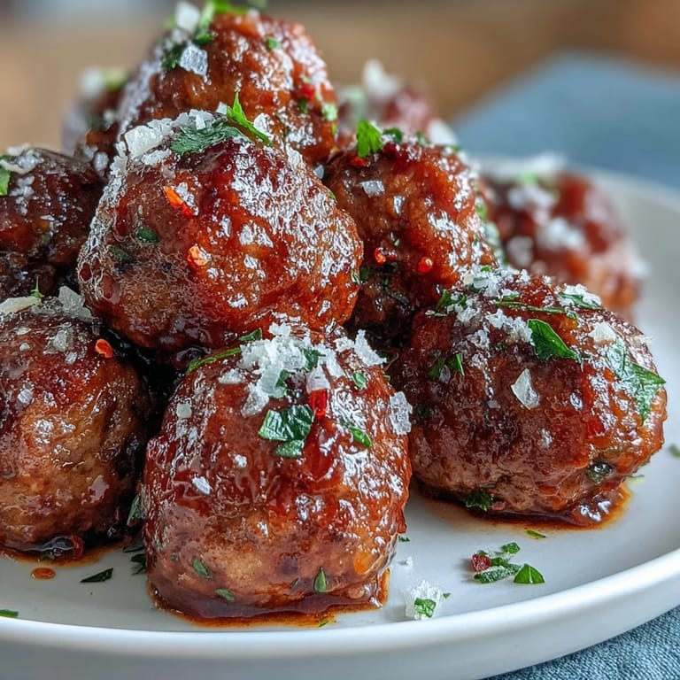 Tender Slow Cooker Peach Glazed Meatballs served on a platter with toothpicks, perfect for an easy family dinner or game day.