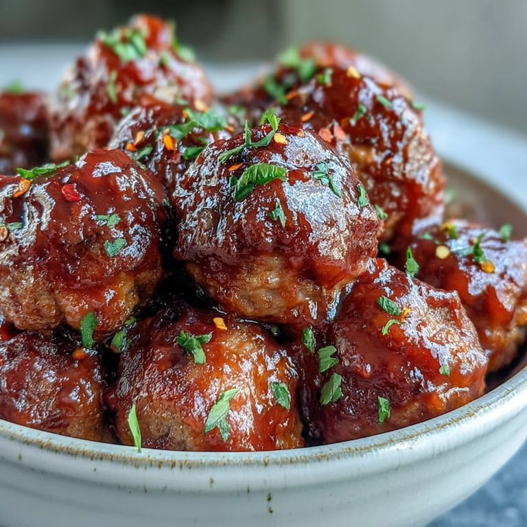 Platter of Easy Sweet and Sour Crock Pot Meatballs with toothpicks, garnished with chopped scallions for a party snack.