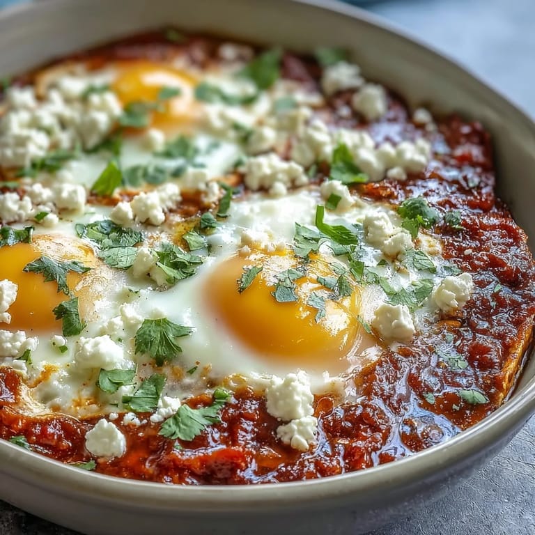 Colorful vegetarian Shakshuka Bowl served in a skillet, with soft runny yolks and a side of toasted pita wedges.