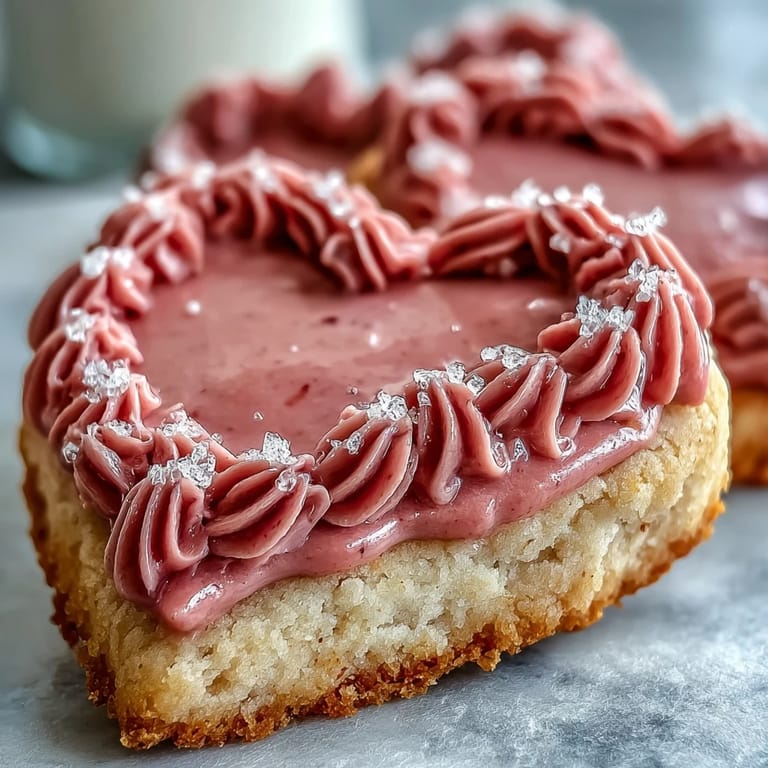 Soft strawberry sugar cookies topped with smooth royal icing, perfect for sharing on Valentine's Day with loved ones.